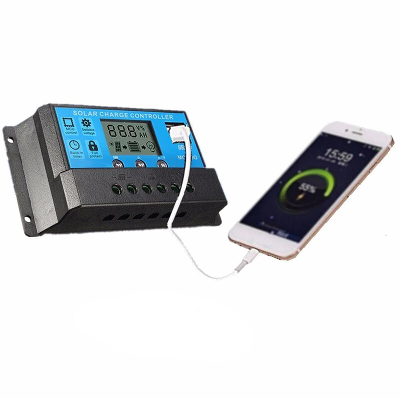 10A 20A 30A PWM solarni regulator punjenja 12V/24V solarni regulator USB 5V panel regulator baterije inteligentni LCD zaslon
