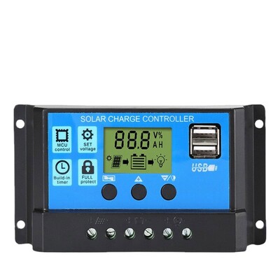 Uzlabots viedais Saules uzlādes kontrolieris 10A 20A 30A 12V 24V Auto PWM LCD Dual USB 5V Output Saules paneļa PV regulators karstā izpārdošana