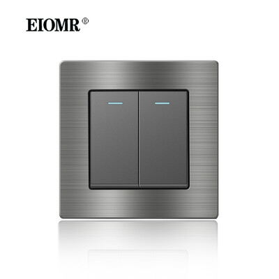 EIOMR France szabványos elektromos aljzat szürke alumínium ötvözet paneles fénykapcsoló Rj45 Tv 220V 16A fali csatlakozóaljzat háztartási gépekhez