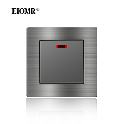 EIOMR France szabványos elektromos aljzat szürke alumínium ötvözet paneles fénykapcsoló Rj45 Tv 220V 16A fali csatlakozóaljzat háztartási gépekhez