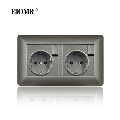 EIOMR sienas elektrības kontaktligzdas ar C tipa USB spraudni TV Rj45 interfeiss pelēks liesmu slāpējošs plastmasas panelis ar vienu un dubultu ligzdu