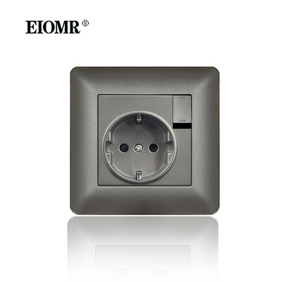 EIOMR sienas elektrības kontaktligzdas ar C tipa USB spraudni TV Rj45 interfeiss pelēks liesmu slāpējošs plastmasas panelis ar vienu un dubultu ligzdu