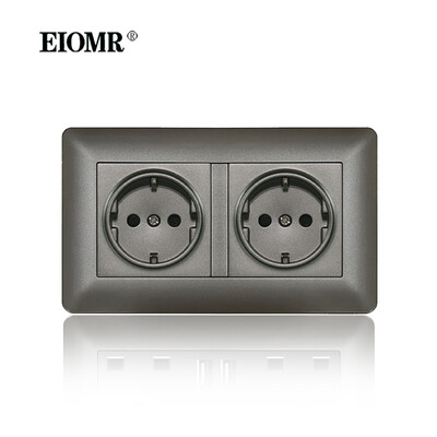 EIOMR sienas elektrības kontaktligzdas ar C tipa USB spraudni TV Rj45 interfeiss pelēks liesmu slāpējošs plastmasas panelis ar vienu un dubultu ligzdu