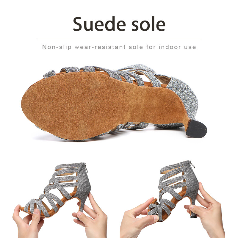 DKZSYIM Ženske latino plesne cipele Ženske Tagno plesne cipele Svjetlucave visoke potpetice Kratke čizme Ženske djevojke Šuplje latinske čizme Novo