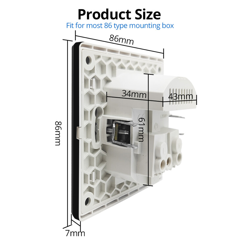 Wallpad Μαύρο ακρυλικό πάνελ καθρέφτη Wall EU French Standard Υποδοχή ρεύματος με θύρα φόρτισης USB Type-C Έξοδος 5V 2100mA