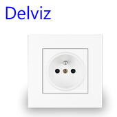 Delviz sienas baltā paneļa kontaktligzdas barošanas spraudnis ar zemējumu 16A Eiropas ES AC110V~250V 86mm apaļš caurums franču standarta elektrības kontaktligzda