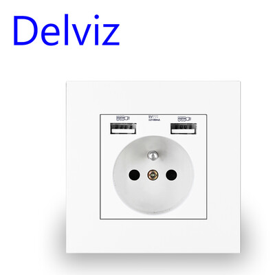 Delviz sienas baltā paneļa kontaktligzdas barošanas spraudnis ar zemējumu 16A Eiropas ES AC110V~250V 86mm apaļš caurums franču standarta elektrības kontaktligzda