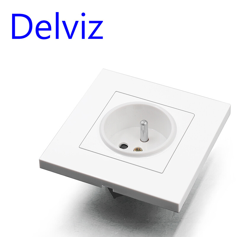 Delviz Zidna bijela utičnica za ploču Utikač s uzemljenjem 16A Europska EU AC110V~250V 86mm Okrugla rupa Francuska standardna električna utičnica