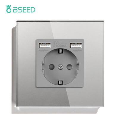 BSEED ES standarta sienas barošanas ligzda USB Type-C uzlādes porta izeja 110-250V stikla panelis 20W ātrās uzlādes elektrības spraudnis