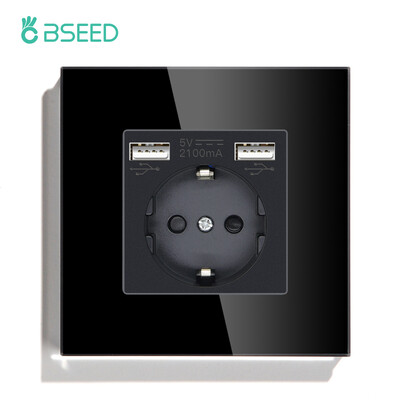 BSEED ES standarta sienas barošanas ligzda USB Type-C uzlādes porta izeja 110-250V stikla panelis 20W ātrās uzlādes elektrības spraudnis
