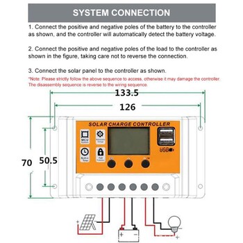 MPPT 10A/20A/30A/40A/50A/60A/70A/80A/90A/100A Ελεγκτής ηλιακής φόρτισης αυτόματης οθόνης LCD Ρυθμιστής ηλιακού πάνελ διπλού USB