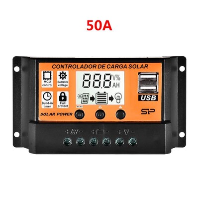 MPPT 10A/20A/30A/40A/50A/60A/70A/80A/90A/100A Auto LCD ekrāna saules uzlādes kontrolieris Dual USB saules paneļa regulators