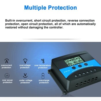 10A 20A 30A Solar Charge Controller 12V 24V 48V PV Regulator PWM Solar Charge Discharge Controller For Lifepo4 Lithium Lead Acid