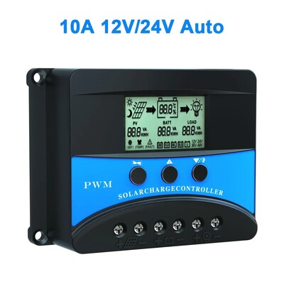 10A 20A 30A saules uzlādes kontrolieris 12V 24V 48V PV regulators PWM saules uzlādes izlādes kontrolieris Lifepo4 litija svina skābei