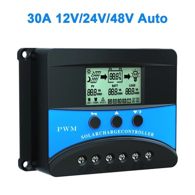 10A 20A 30A saules uzlādes kontrolieris 12V 24V 48V PV regulators PWM saules uzlādes izlādes kontrolieris Lifepo4 litija svina skābei