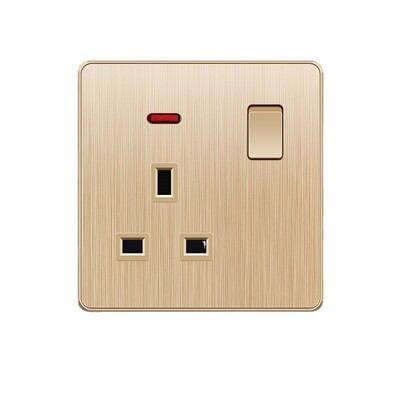 Depoguye Gold UK Plug USB sienas barošanas ligzda, 220 V mobilā tālruņa lādētāja adapteris, pie sienas stiprināma universāla 5 caurumu ligzda ar slēdzi