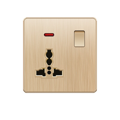 Depoguye Gold UK Plug USB sienas barošanas ligzda, 220 V mobilā tālruņa lādētāja adapteris, pie sienas stiprināma universāla 5 caurumu ligzda ar slēdzi