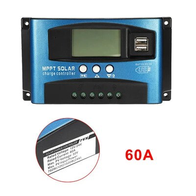 MPPT Saules uzlādes kontrolieris 12V 24V saules paneļa akumulatora lādētājs 30A 40A 50A 60A 100A Dual USB LCD displeja regulators ar slodzi