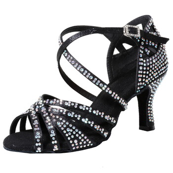 Νέα Latin Dance Shoes, Γυναικεία Hot Diamond Dance Shoes, National Standard Cha Cha Dance Shoes, Square Dance Sindals, 7,5cm τακούνι