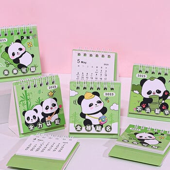 2025 Mini Cartoon Desk Calendar Cute Pandas Animals Φορητό Ημερολόγιο τσέπης Διαχείριση χρονοδιαγράμματος Διακόσμηση επιφάνειας εργασίας