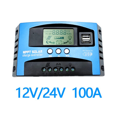 MPPT 30/40/50/60/80/100A saules uzlādes kontrolieris 12V 24V dubultā USB LCD displeja automātiskais šūnu paneļa lādētāja regulators ar slodzi