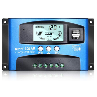 100A 12V/24V MPPT saules uzlādes kontrolieris ar divu USB portu LCD displeju automātiskā saules bateriju paneļa akumulatora lādētāja regulatora slodze