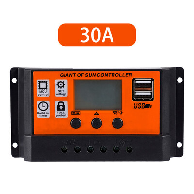 30A 60A 80A 100A PWN automātiskais saules enerģijas uzlādes kontrolieris LCD displejs Dubultā USB izeja 5V saules paneļa akumulatora uzlādes regulators