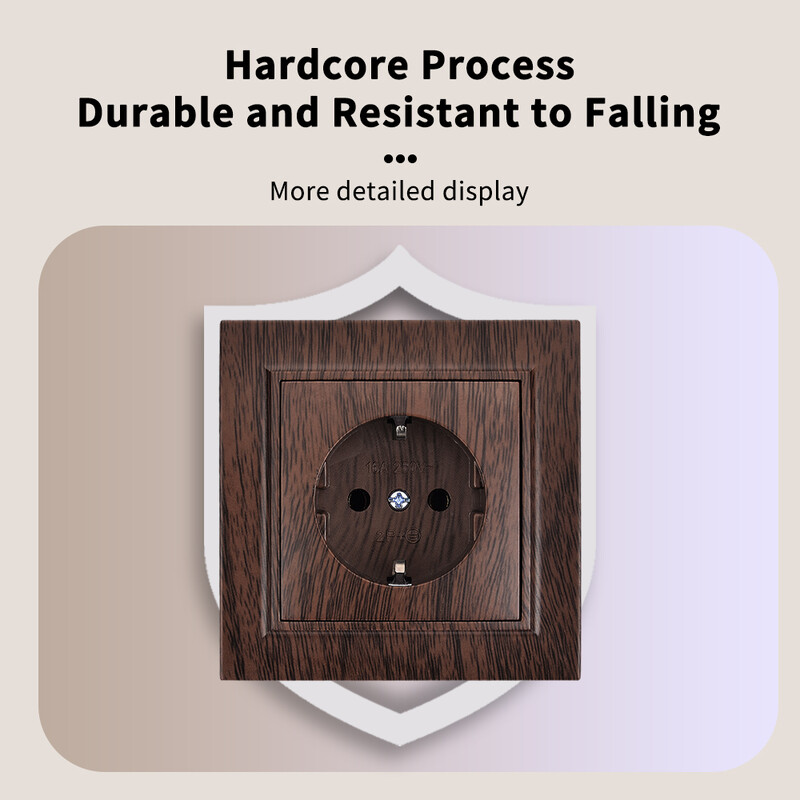 Βαφή τοίχου με σπρέι ξύλου WESA Ενσωματωμένη πρίζα καφέ Πρίζα ρεύματος ΕΕ Ηλεκτρική πρίζα με πλαστική πρίζα επιβραδυντική φλόγας