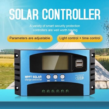 30A 40A 50A 60A 100A MPPT Solar Charge Controller 12V 24V Dual USB Auto Solar Regulator Ελεγκτής PV LCD για μπαταρία LiFePO4