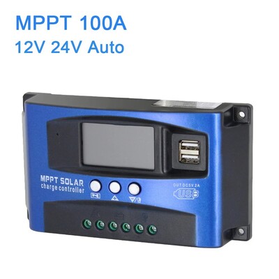 30A 40A 50A 60A 100A MPPT Saules uzlādes kontrolieris 12V 24V Dual USB Auto Saules Regulators LCD PV kontrolieris LiFePO4 akumulatoram