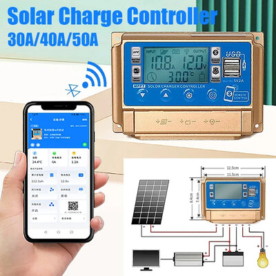 30A/40A/50A/60A MPPT bluetooth päikesepaneeli laadimiskontroller 12V/24V kõrglahutusega LCD digitaalse ekraaniga päikeseenergia kontroller