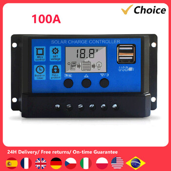 100A Solar Charge Controller, Αναβαθμισμένο Solar Panel Port USB Solar Panel Battery Intelligent Regulator, Street Light Controller