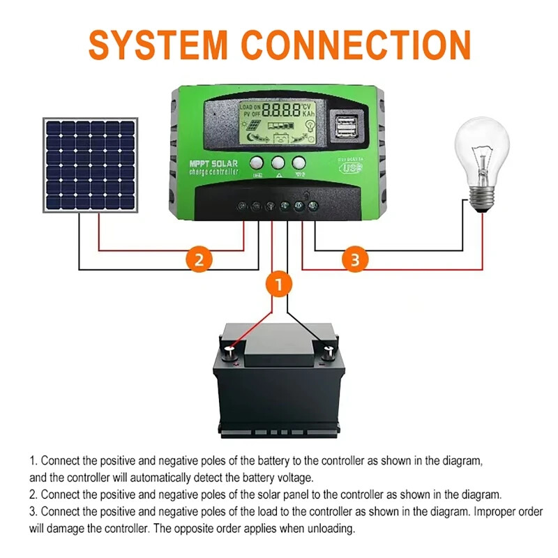12V 24V Auto MPPT Solar Charge Controller 30A 40A 60A 100A Load Timering Switch Solar Panel PV Regulator Display LCD 5V Dual USB