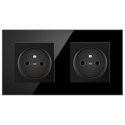 Nywp French Standard sienas kontaktligzda, 16a barošanas ligzda ar 2100 ma divu portu USB lādētāju, melns, balts, zelts, 86 stikla panelis