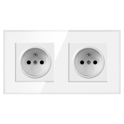 Nywp French Standard sienas kontaktligzda, 16a barošanas ligzda ar 2100 ma divu portu USB lādētāju, melns, balts, zelts, 86 stikla panelis