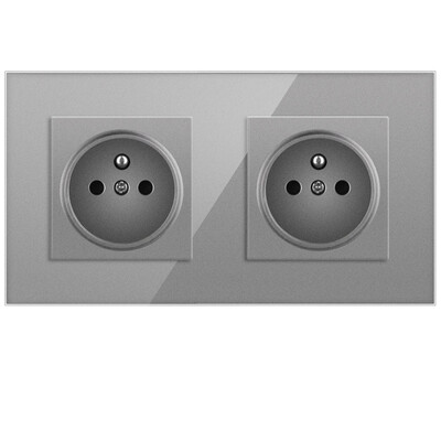 Nywp French Standard sienas kontaktligzda, 16a barošanas ligzda ar 2100 ma divu portu USB lādētāju, melns, balts, zelts, 86 stikla panelis