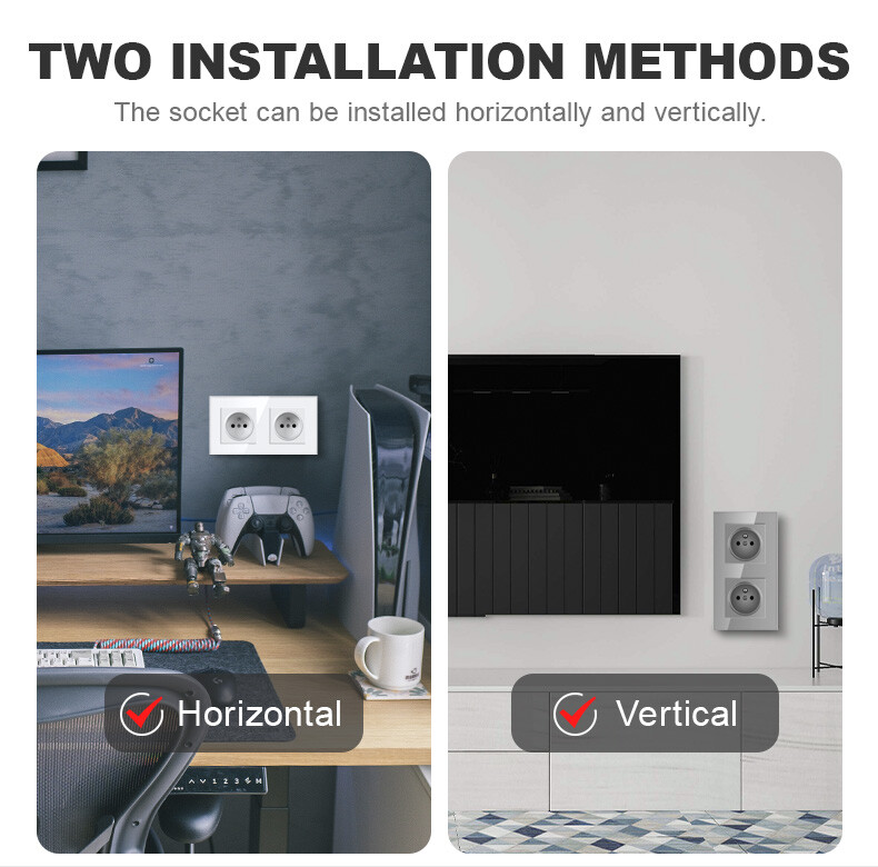 Nywp French Standard πρίζα τοίχου, πρίζα 16a με φορτιστή USB διπλής θύρας 2100ma, μαύρο, λευκό, χρυσό, γυαλί 86