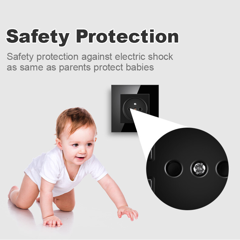 Nywp French Standard πρίζα τοίχου, πρίζα 16a με φορτιστή USB διπλής θύρας 2100ma, μαύρο, λευκό, χρυσό, γυαλί 86