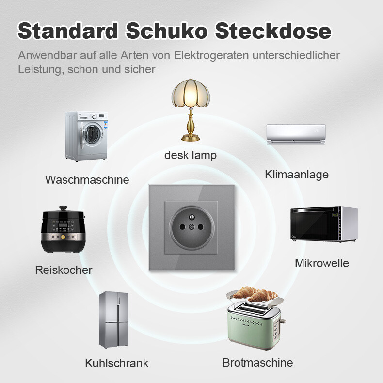 Nywp French Standard πρίζα τοίχου, πρίζα 16a με φορτιστή USB διπλής θύρας 2100ma, μαύρο, λευκό, χρυσό, γυαλί 86