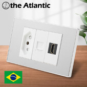 Brazīlijas bezmaksas piegāde uz Brazīliju sienas strāvas ligzda ar RJ45 Cat5e televizora antenu HDMI RJ45 ligzdas spraudnis mājas nerūsējošā tērauda panelim