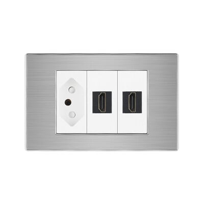 Brazīlijas bezmaksas piegāde uz Brazīliju sienas strāvas ligzda ar RJ45 Cat5e televizora antenu HDMI RJ45 ligzdas spraudnis mājas nerūsējošā tērauda panelim
