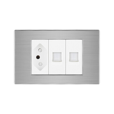 Brazīlijas bezmaksas piegāde uz Brazīliju sienas strāvas ligzda ar RJ45 Cat5e televizora antenu HDMI RJ45 ligzdas spraudnis mājas nerūsējošā tērauda panelim
