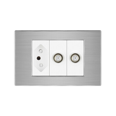 Brazīlijas bezmaksas piegāde uz Brazīliju sienas strāvas ligzda ar RJ45 Cat5e televizora antenu HDMI RJ45 ligzdas spraudnis mājas nerūsējošā tērauda panelim
