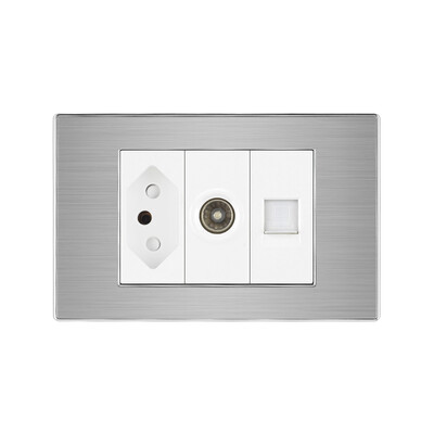 Brazīlijas bezmaksas piegāde uz Brazīliju sienas strāvas ligzda ar RJ45 Cat5e televizora antenu HDMI RJ45 ligzdas spraudnis mājas nerūsējošā tērauda panelim