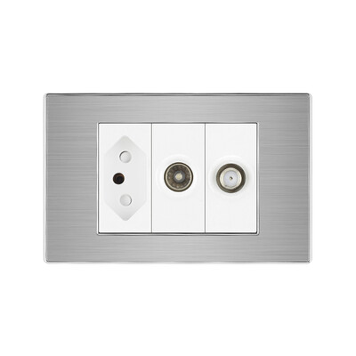 Brazīlijas bezmaksas piegāde uz Brazīliju sienas strāvas ligzda ar RJ45 Cat5e televizora antenu HDMI RJ45 ligzdas spraudnis mājas nerūsējošā tērauda panelim