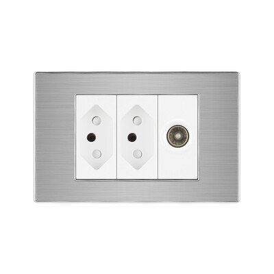 Brazīlijas bezmaksas piegāde uz Brazīliju sienas strāvas ligzda ar RJ45 Cat5e televizora antenu HDMI RJ45 ligzdas spraudnis mājas nerūsējošā tērauda panelim