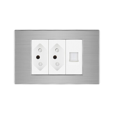Brazīlijas bezmaksas piegāde uz Brazīliju sienas strāvas ligzda ar RJ45 Cat5e televizora antenu HDMI RJ45 ligzdas spraudnis mājas nerūsējošā tērauda panelim