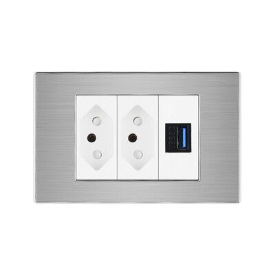 Brazīlijas bezmaksas piegāde uz Brazīliju sienas strāvas ligzda ar RJ45 Cat5e televizora antenu HDMI RJ45 ligzdas spraudnis mājas nerūsējošā tērauda panelim