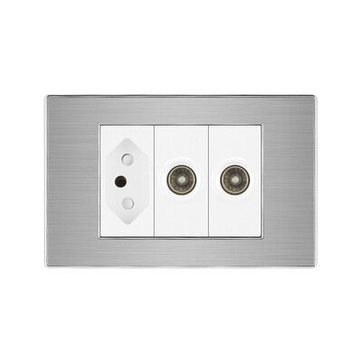 Brazīlijas bezmaksas piegāde uz Brazīliju sienas strāvas ligzda ar RJ45 Cat5e televizora antenu HDMI RJ45 ligzdas spraudnis mājas nerūsējošā tērauda panelim