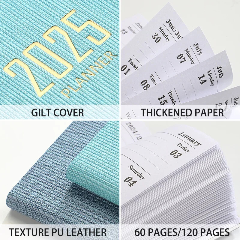 Prijenosni dnevni tjedni rokovnici za 2025. godinu A6 Bilježnice s rasporedom Prijenosni kalendar za 365 dana Dnevnik Školski uredski pribor Dnevni red